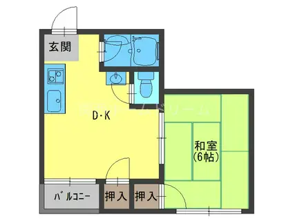 メゾンまどか(1DK/3階)の間取り写真