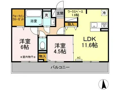 D-ROOM KANON II(2LDK/3階)の間取り写真