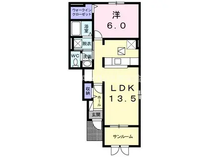 イロンデル II(1LDK/1階)の間取り写真