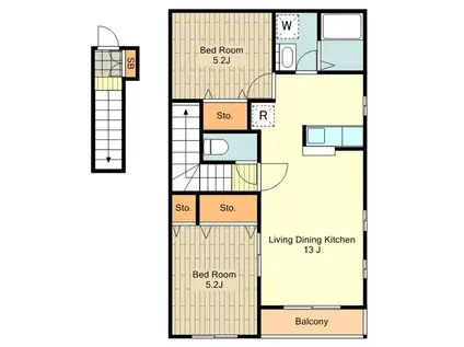 カーサ・カルテット(2LDK/2階)の間取り写真