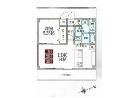 リカ・ベルク(1LDK/2階)の間取り写真