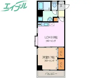 フローラル堀木(1LDK/5階)の間取り写真