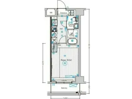 フュージョナル東墨田(1K/2階)の間取り写真