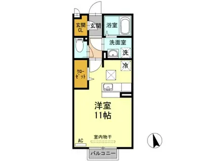 プラムコート(ワンルーム/1階)の間取り写真