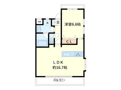 CASA LIVERTA(1LDK/4階)の間取り写真