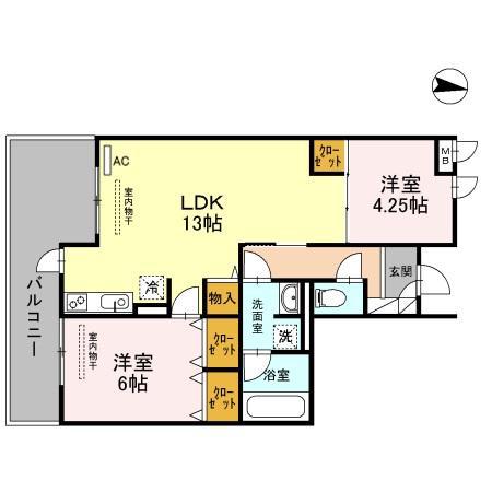 MEDUSELD 南棟(2LDK/3階)の間取り写真