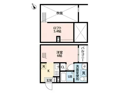 スワンコート(1K/1階)の間取り写真