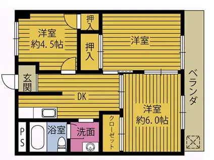 山本ビル(3K/2階)の間取り写真