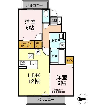 フルールエクラ(2LDK/1階)の間取り写真