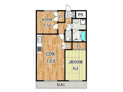 リアライズ前橋中央(2LDK/1階)の間取り写真