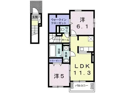 ラ・カーサ フェリーチェ I(2LDK/2階)の間取り写真