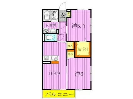 ヴェルドミールⅠ(2DK/1階)の間取り写真