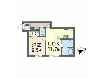 カーサ・アチェロ(1LDK/1階)の間取り写真