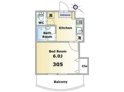 ウィンサムコート(1K/3階)の間取り写真