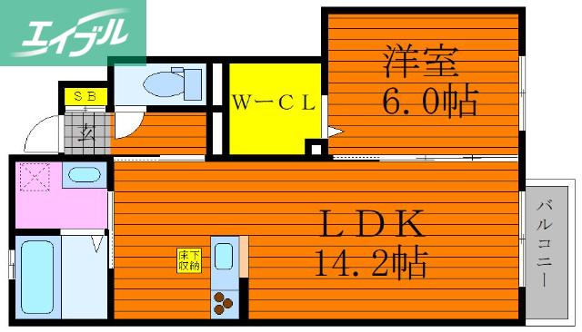 グラシア(1LDK/1階)の間取り写真
