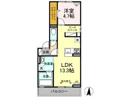 リンクベース(1LDK/3階)の間取り写真