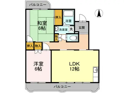 ゆーかりI(2LDK/2階)の間取り写真