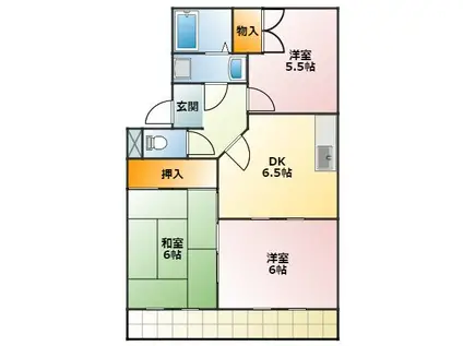 アルカン シェル(3DK/1階)の間取り写真
