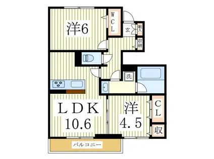 CAMINO COMODO(2LDK/1階)の間取り写真