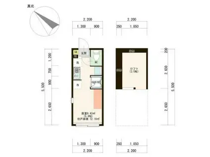 ブランディーユ新小岩(ワンルーム/2階)の間取り写真