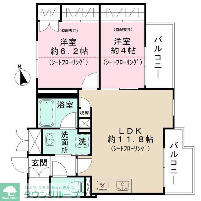 MOCXION杉並下井草(2LDK/3階)の間取り写真