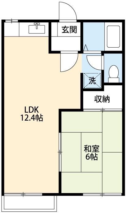 ライトハイツH棟(1LDK/1階)の間取り写真