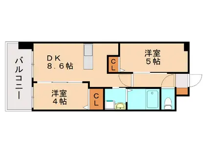 コンダクトレジデンスHIGUCHIMACHI(2DK/6階)の間取り写真