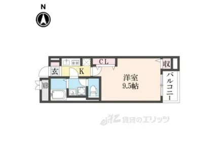 リグノ天理(1K/3階)の間取り写真