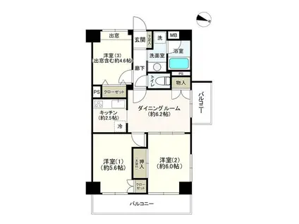 マリーヌ吉野町(3DK/7階)の間取り写真