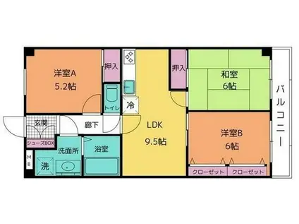 レイヴェルII(3LDK/3階)の間取り写真