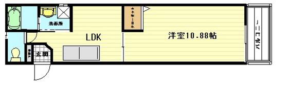コーディアルグリーン(1K/1階)の間取り写真