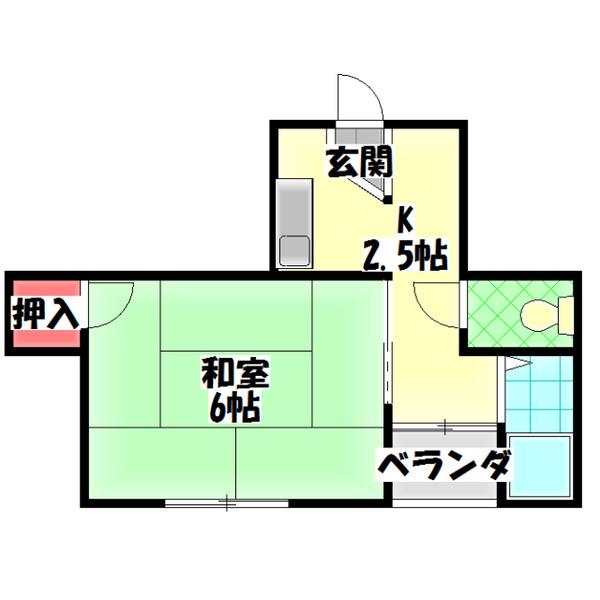 エバーグリーン大池(1K/1階)の間取り写真