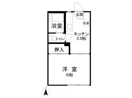 コーポふき(1K/1階)の間取り写真