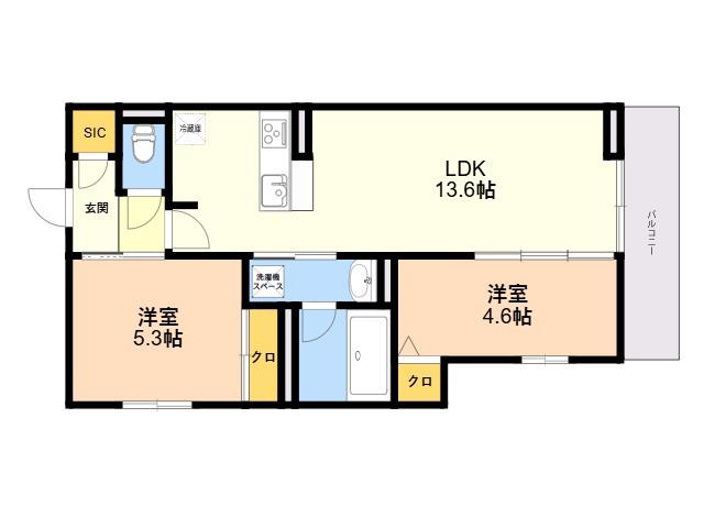 D-ROOM伊賀駅東(2LDK/2階)の間取り写真