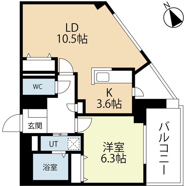 ラクレイス西新レジデンシャルタワー(1LDK/14階)の間取り写真