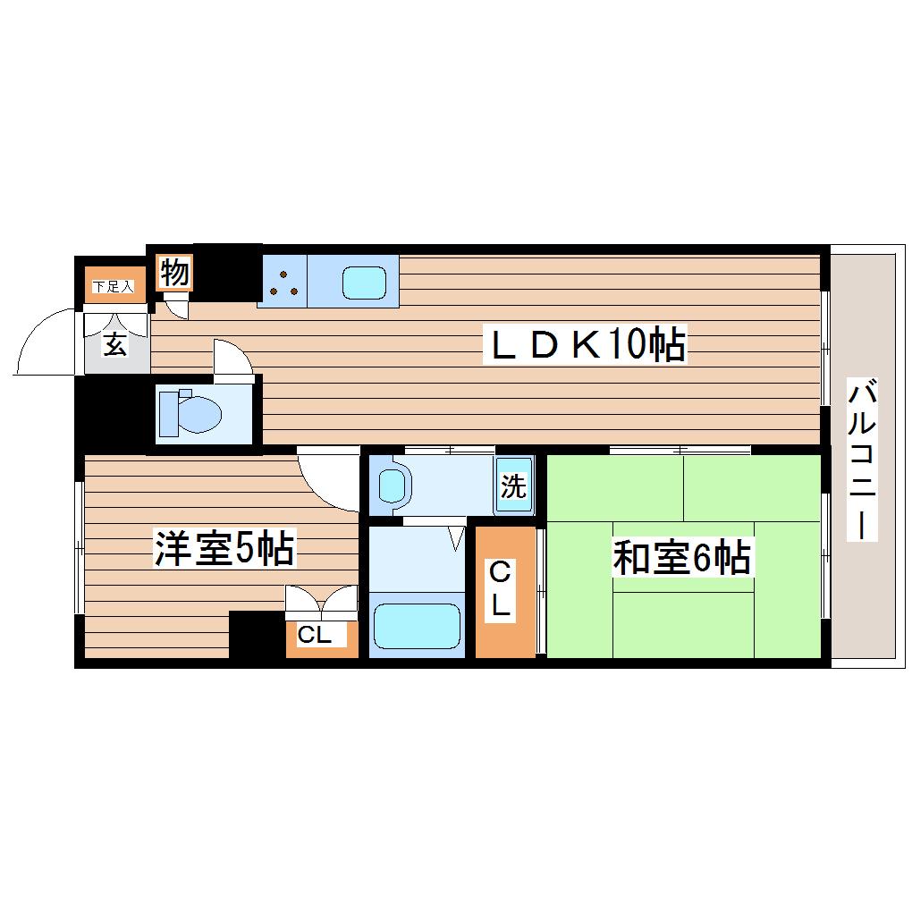 コンアモールI(2LDK/7階)の間取り写真