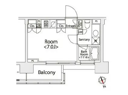 カスタリア戸越(ワンルーム/8階)の間取り写真
