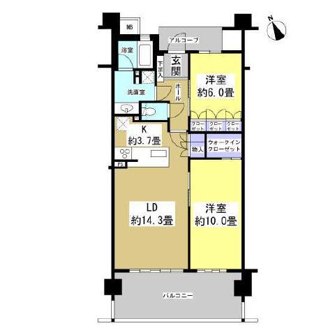 レクセル浜松弁天島(2LDK/3階)の間取り写真