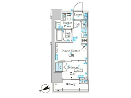 パークアクシス芝浦キャナル(1DK/4階)の間取り写真