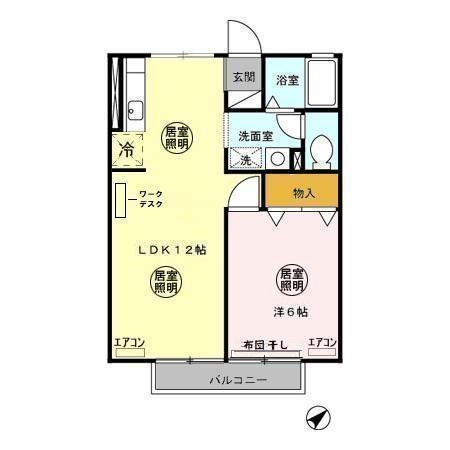 プログレヒノ(1LDK/1階)の間取り写真