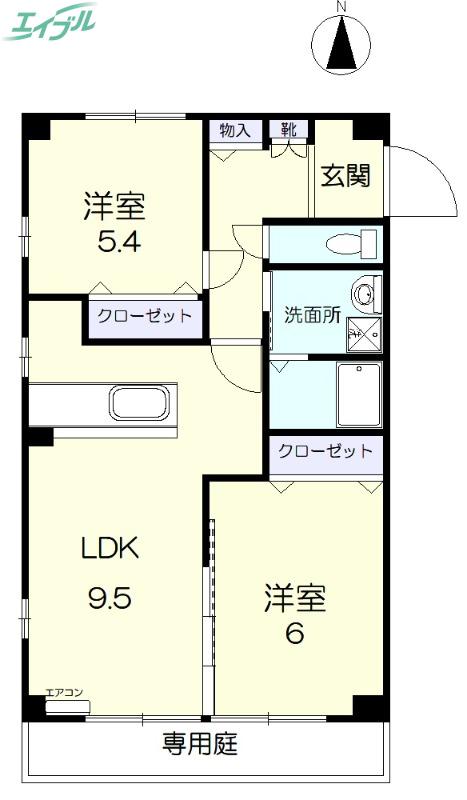 リーフミナン(2LDK/1階)の間取り写真