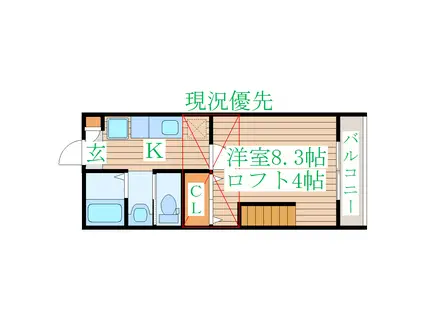 ホワイトキャッスルM&III番館(1K/1階)の間取り写真