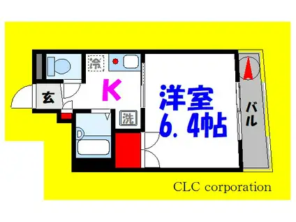 ユウハイムI(1K/3階)の間取り写真