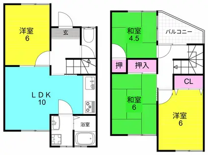 甲陽園日之出町テラスハウス(4LDK/1階)の間取り写真