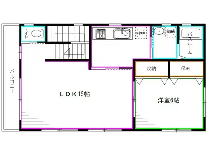 新町ユキハイツA(1LDK/2階)の間取り写真
