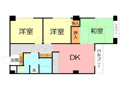 藤沢ハイツ(3LDK/3階)の間取り写真