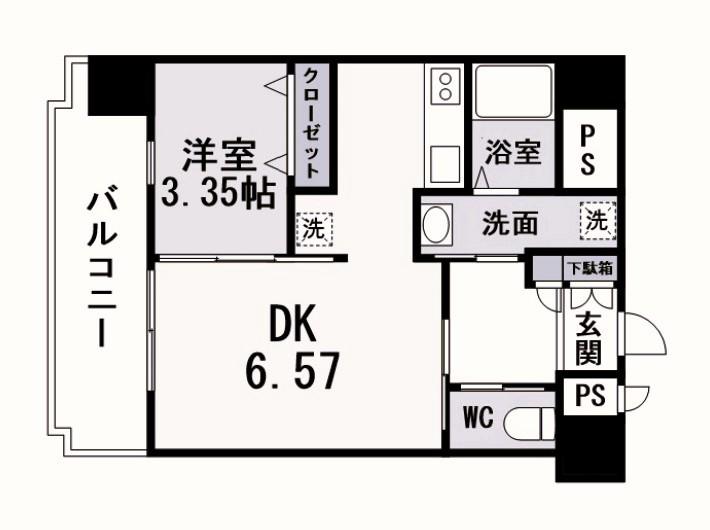 フェリシエ馬借(1DK/8階)の間取り写真