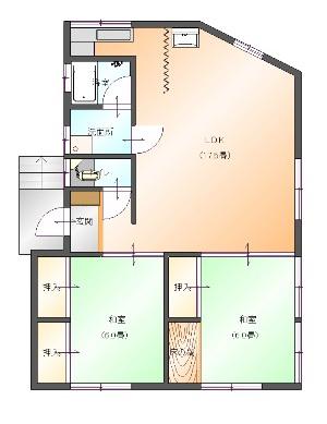 岡貸店舗(2LDK/2階)の間取り写真