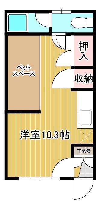 コーポわたなべ(ワンルーム/1階)の間取り写真