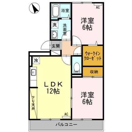 リビングタウン新潟 C(2LDK/3階)の間取り写真